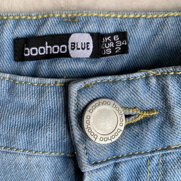 Boohoo Blue Mid Rise Wide Leg Jeans - Picture 3 of 16